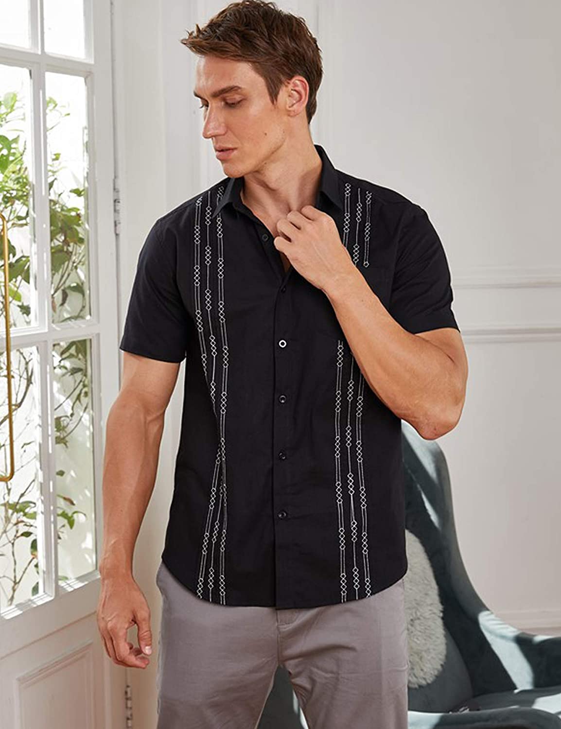 Puro derivación Alérgico Camisa de lino de manga corta para hombre, estilo cubano, para la play –  maisonshoe