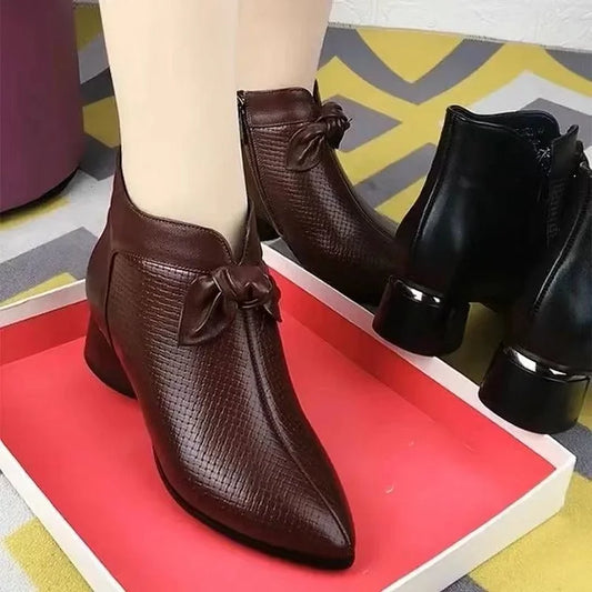 Botas de piel para mujer, elegantes y a la moda