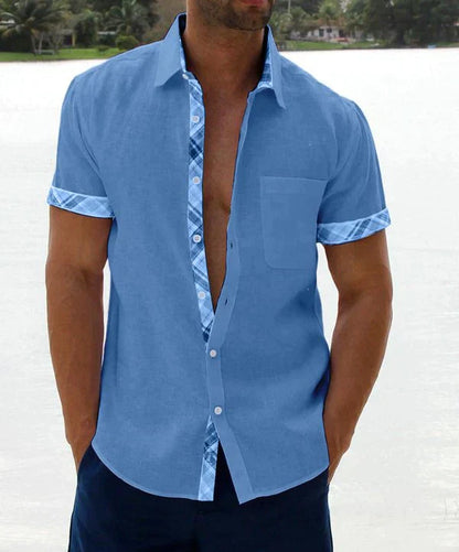 Oferta de verano-49 % OFF🔥--- Camisa informal con botones y cuello a cuadros para hombre-7