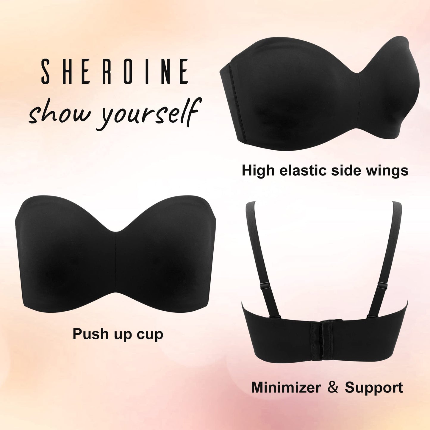 PLUS SIZE Promotion-Sujetador bandeau con tiras extraíbles