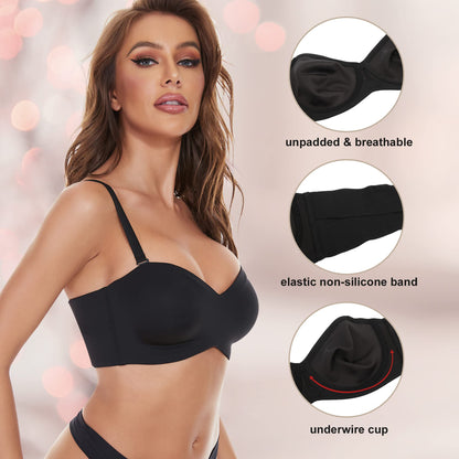 PLUS SIZE Promotion-Sujetador bandeau con tiras extraíbles