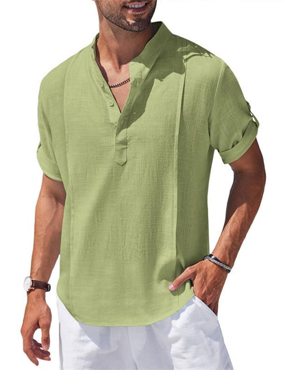 2023 Camiseta de manga corta para hombre de algodón de lino de playa casual